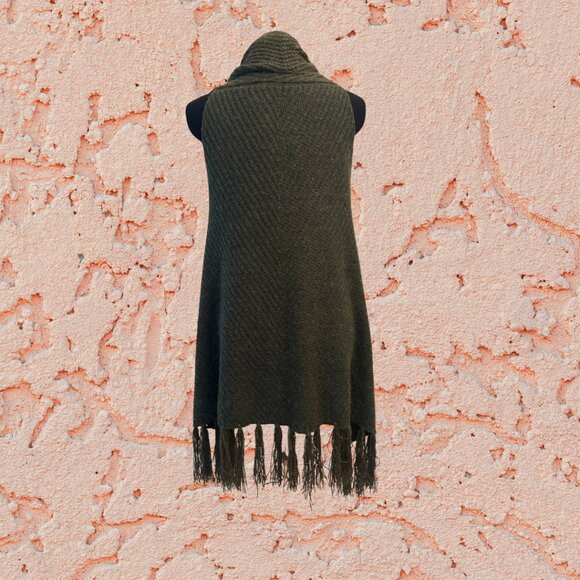 ✨ Chic Open-Front Long Vest Cardigan, Olive Green ✨ - Picture 4 of 7